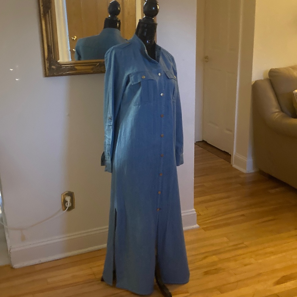 Michael Kors Blue Denim Top with Black Sequins